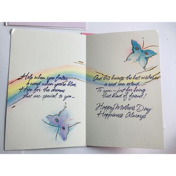 3 Vintage HALLMARK AMERICAN GREETINGS Mother's Day CARDS FORGET ME NOT Friend - Picture 7 of 12